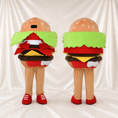 Tan Hamburger Mascot Costume Full Body for Adults Food Events