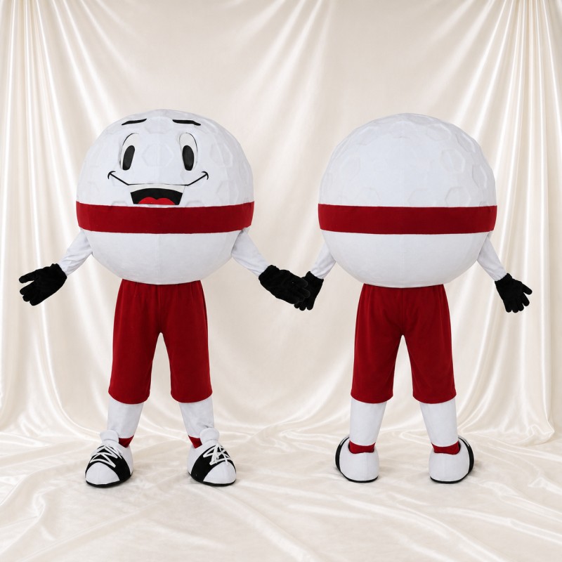 White Round Character Mascot Costume Full Body for Adults Sports Events