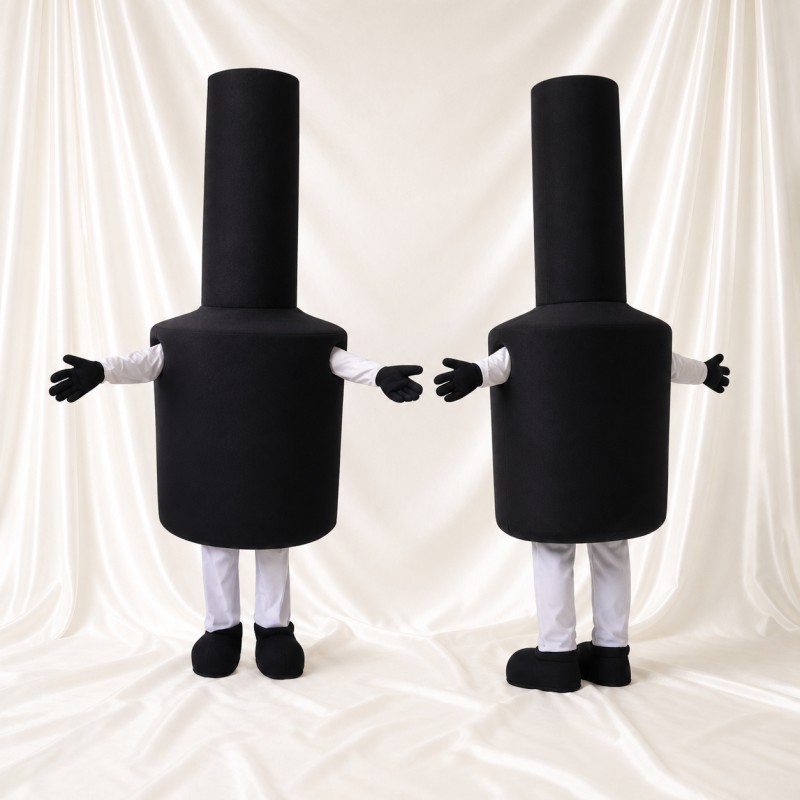 Black Tall Black Lipstick Mascot Costume Full Body for Adults Promotions