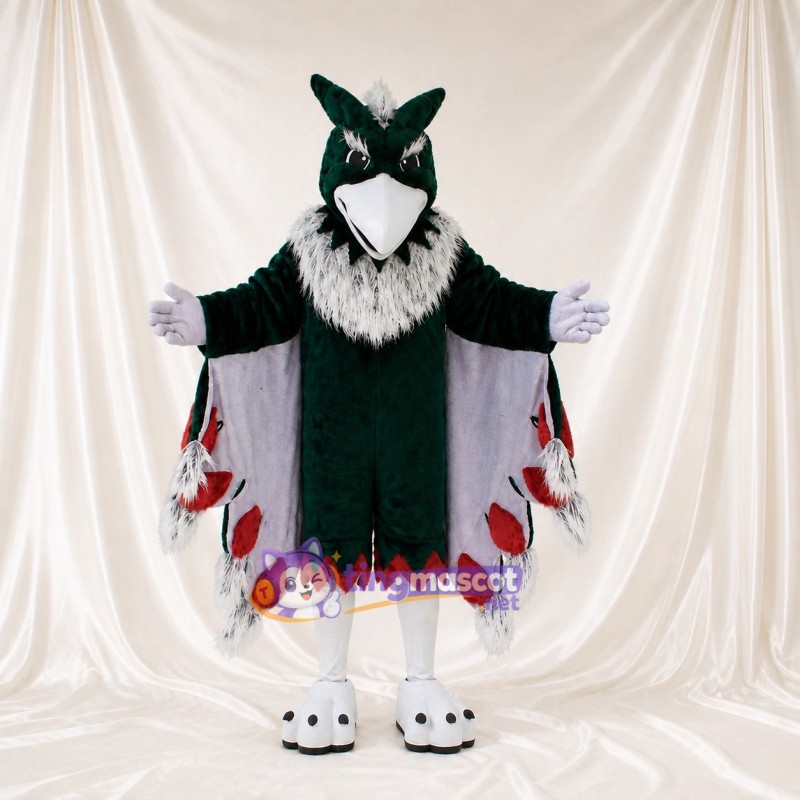 Dark Green Eagle Mascot Costume Full Body for Adults Sports Events