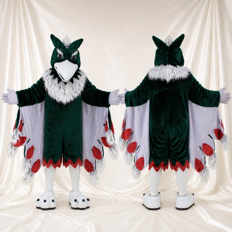 Dark Green Eagle Mascot Costume Full Body for Adults Sports Events