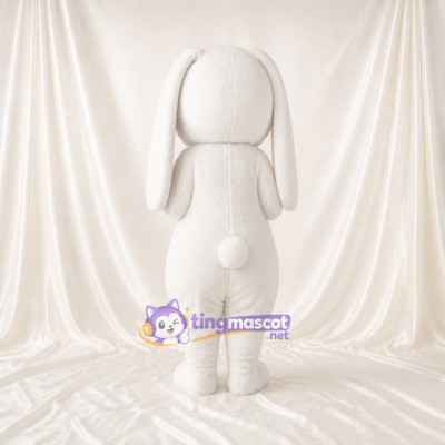 White Soft Long Rabbit Mascot Costume Full Body for Adults School Events