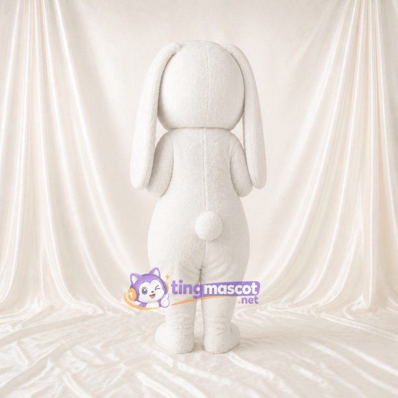 White Soft Long Rabbit Mascot Costume Full Body for Adults School Events