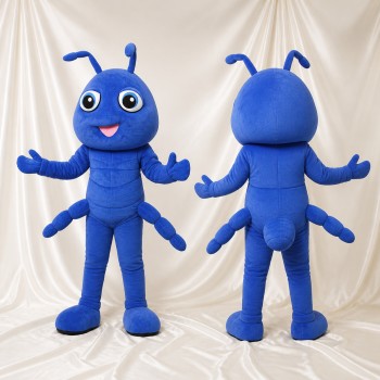 Fourmi bleu royal Costume de mascotte intégral pour adultes Événements scolaires