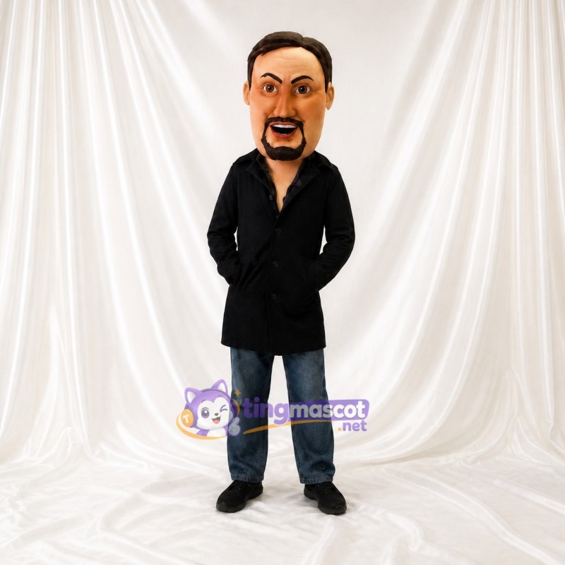 Black Businessman Mascot Costume Full Body for Adults Trade Shows