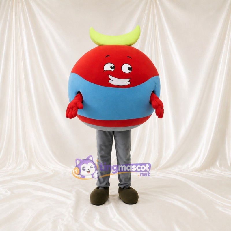 Red Round Character Mascot Costume Full Body for Adults School Events