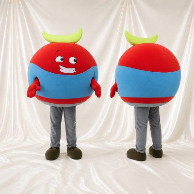 Red Round Character Mascot Costume Full Body for Adults School Events