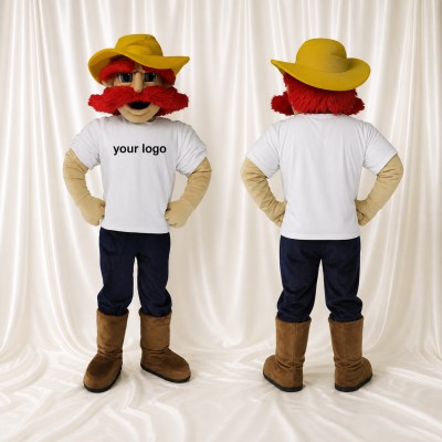Cowboy Blanc Costume de mascotte intégral pour adultes Événements scolaires