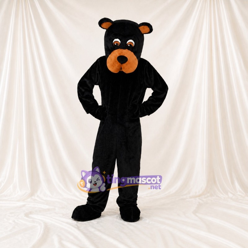 Dark Solid Bear Mascot Costume Full Body for Adults School Events