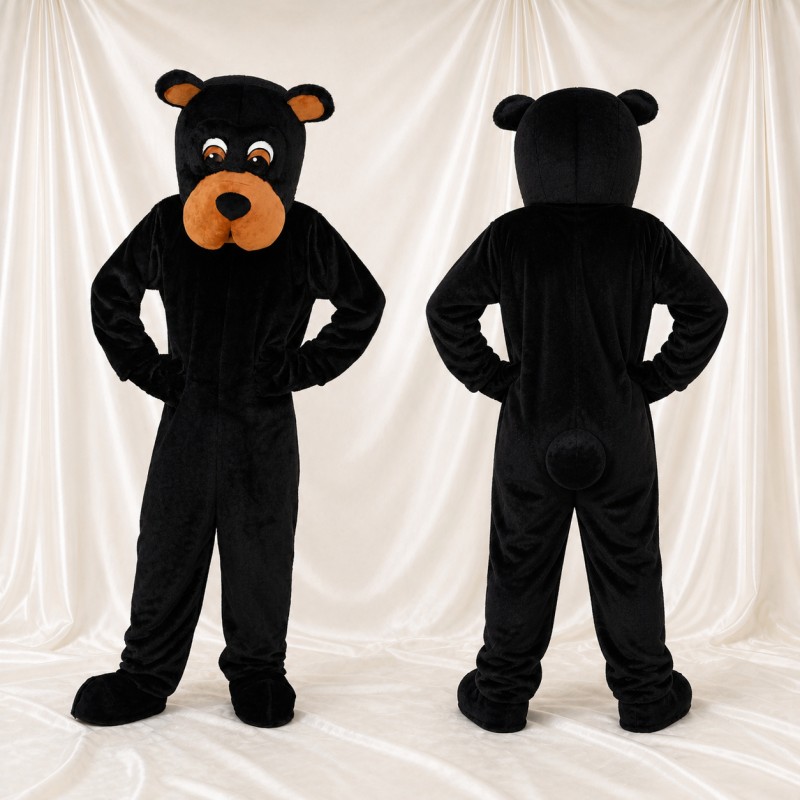 Dark Solid Bear Mascot Costume Full Body for Adults School Events