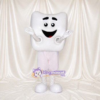 Silhouette de Dent Molaire Blanche Costume de mascotte intégral pour adultes Événements scolaires