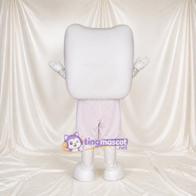 White Molar Silhouette Tooth Mascot Costume Full Body for Adults School Events