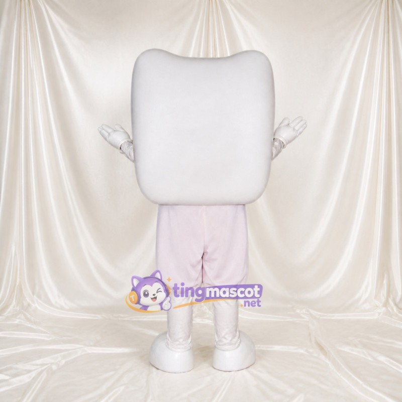 White Molar Silhouette Tooth Mascot Costume Full Body for Adults School Events