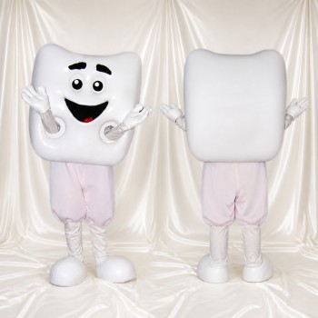 Silhouette de Dent Molaire Blanche Costume de mascotte intégral pour adultes Événements scolaires