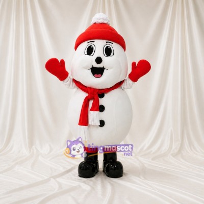 Red Knit Snowman Mascot Costume Full Body for Adults School Events