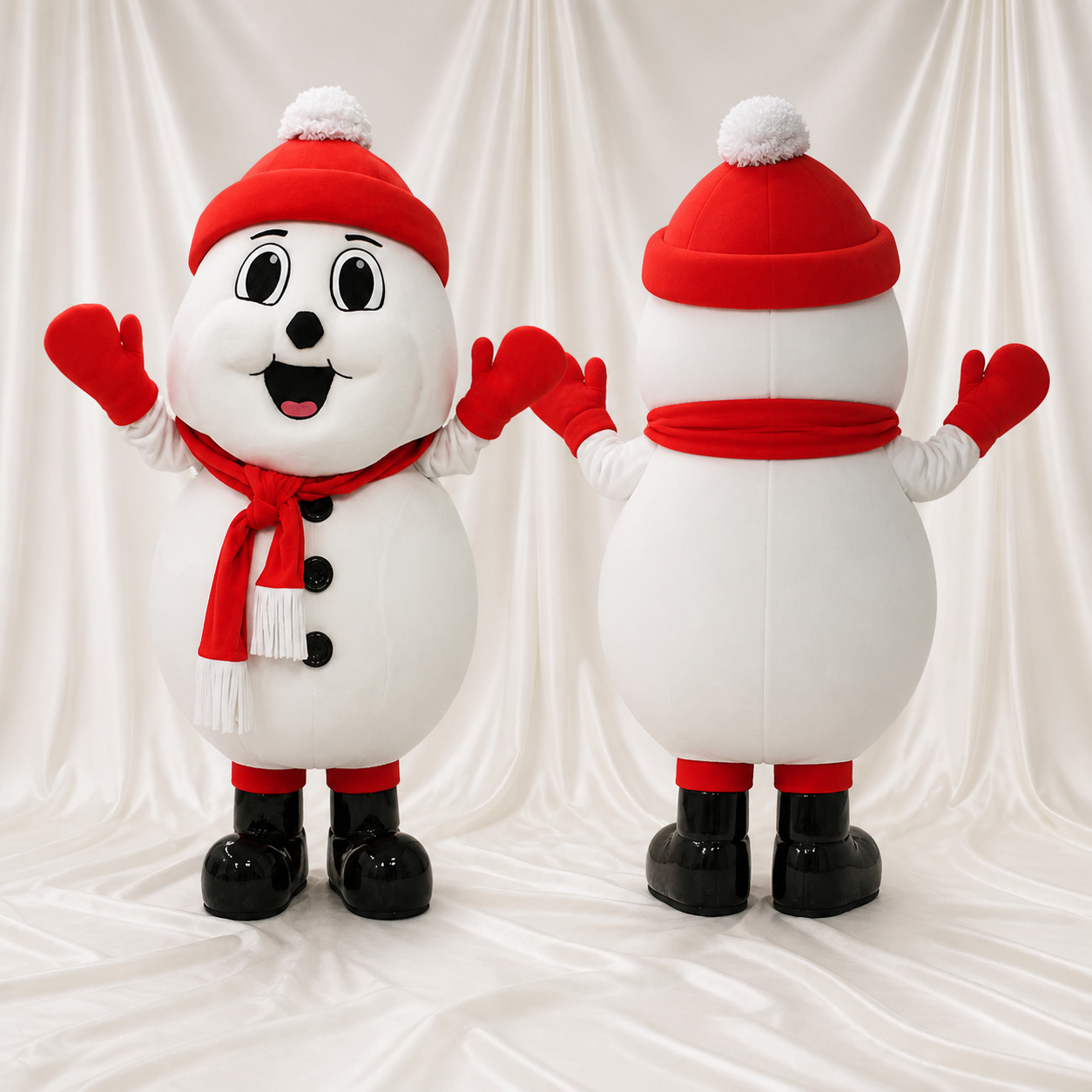 Bonhomme de Neige Rouge Tricoté Costume de mascotte intégral pour adultes Événements scolaires