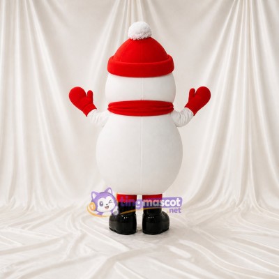 Red Knit Snowman Mascot Costume Full Body for Adults School Events