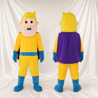 Super héros Jaune Costume de mascotte intégral pour adultes Événements caritatifs