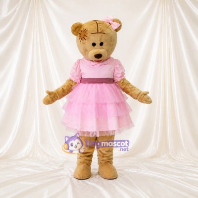 Tan Bear Ballerina Mascot Costume Full Body for Adults Dance Events