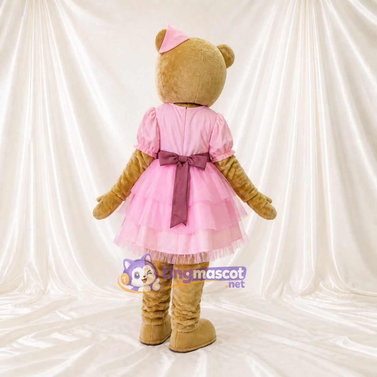 Tan Bear Ballerina Mascot Costume Full Body for Adults Dance Events Tan Bear Ballerina Mascot Costume Full Body for Adults Dance Events
