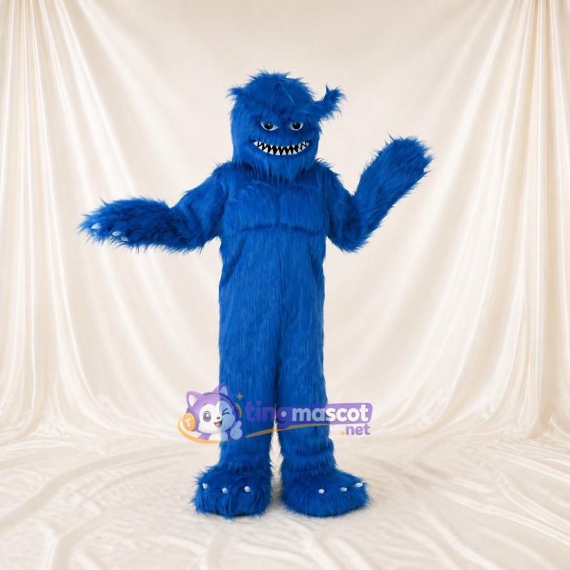 Royal Blue Furry Monster Mascot Costume Full Body for Adults School Events