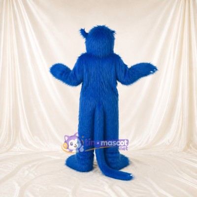 Royal Blue Furry Monster Mascot Costume Full Body for Adults School Events