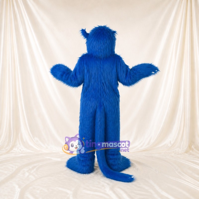 Royal Blue Furry Monster Mascot Costume Full Body for Adults School Events