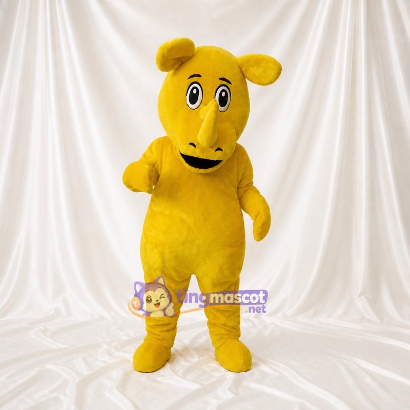 Soft Monochrome Rhino Mascot Costume Full Body for Adults School Events
