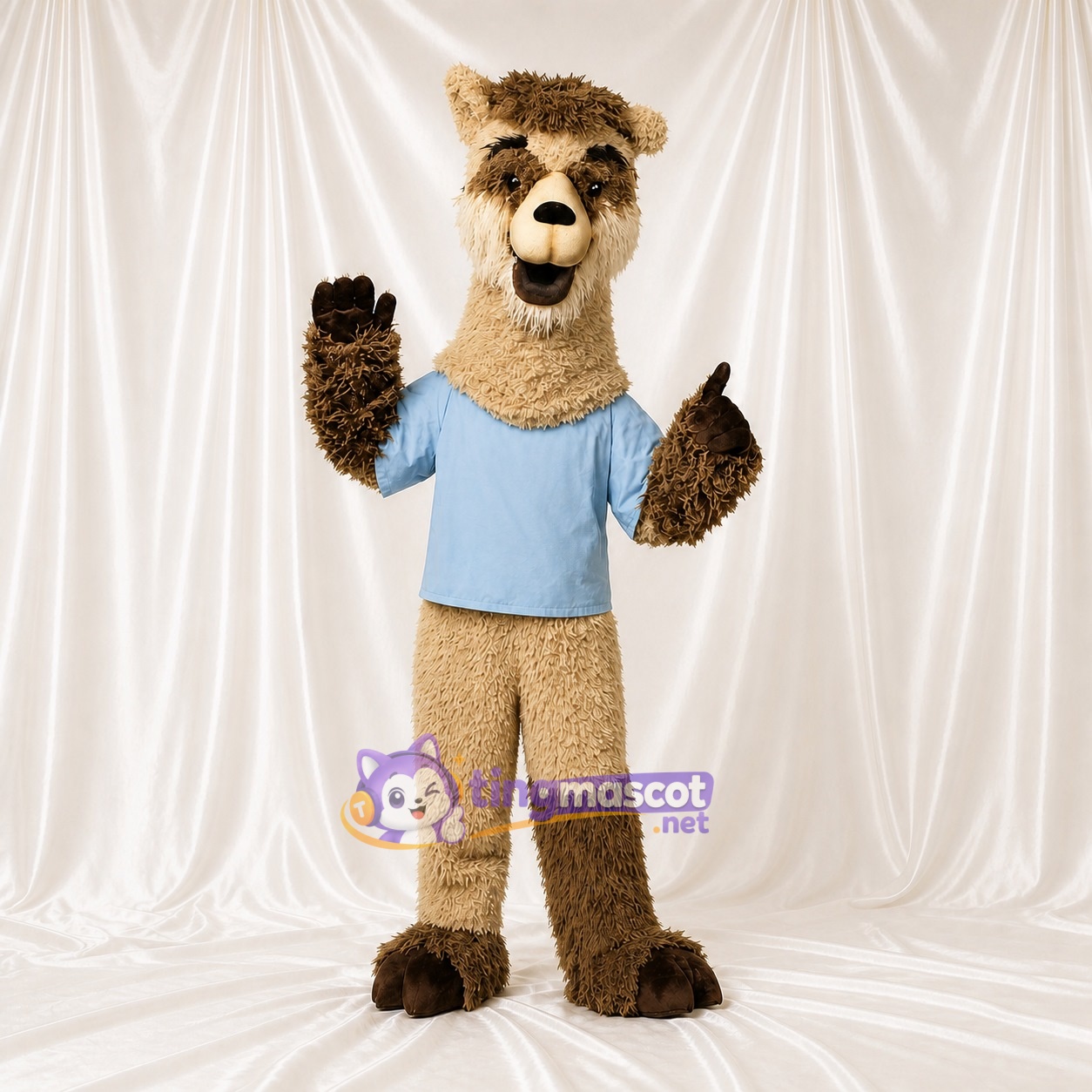 Costume de mascotte alpaga bleu clair intégral pour adultes – événements caritatifs Costume de mascotte alpaga bleu clair intégral pour adultes – événements caritatifs