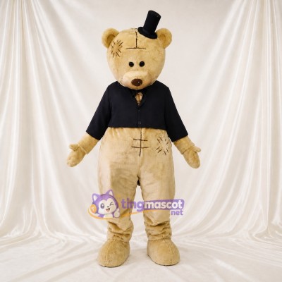 Tan Formal Bear Mascot Costume Full Body for Adults Stage Events