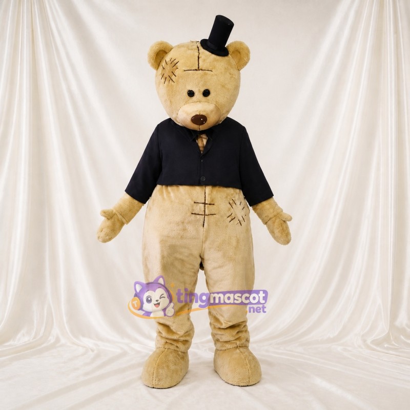 Tan Formal Bear Mascot Costume Full Body for Adults Stage Events
