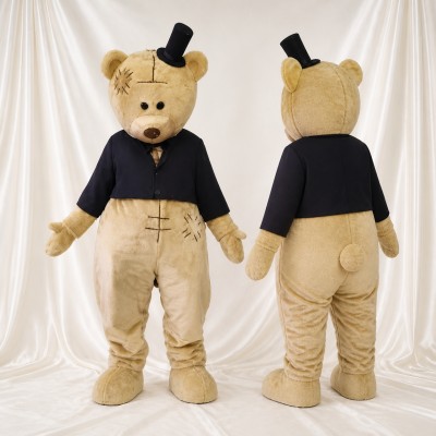 Tan Formal Bear Mascot Costume Full Body for Adults Stage Events