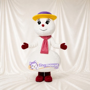 Bonhomme de Neige à Bord Violet Costume de mascotte intégral pour adultes Événements scolaires
