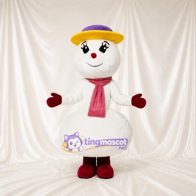Bonhomme de Neige à Bord Violet Costume de mascotte intégral pour adultes Événements scolaires