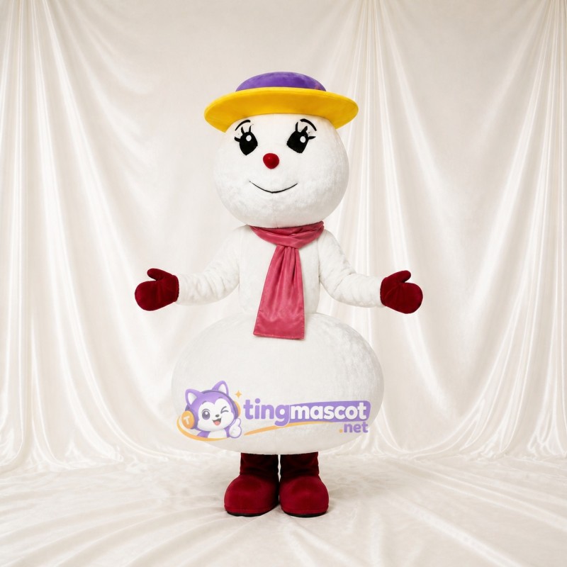 Bonhomme de Neige à Bord Violet Costume de mascotte intégral pour adultes Événements scolaires