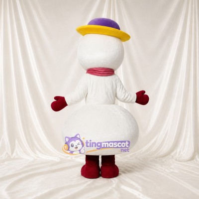 Bonhomme de Neige à Bord Violet Costume de mascotte intégral pour adultes Événements scolaires