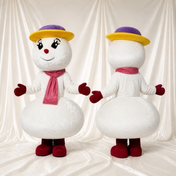 Bonhomme de Neige à Bord Violet Costume de mascotte intégral pour adultes Événements scolaires