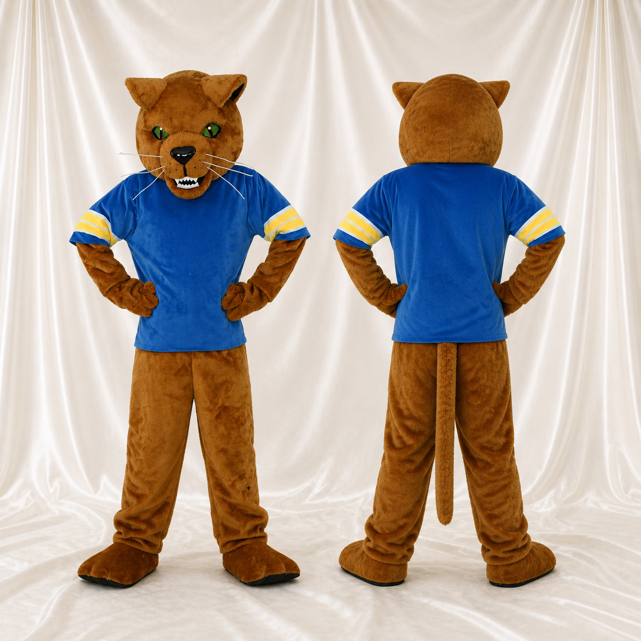 Brown Wildcat Athlete Mascot Costume Full Body for Adults Sports Events Brown Wildcat Athlete Mascot Costume Full Body for Adults Sports Events