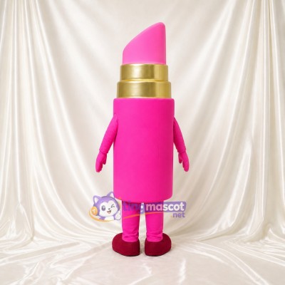 Bright Pink Lipstick Mascot Costume Full Body for Adults Promotions