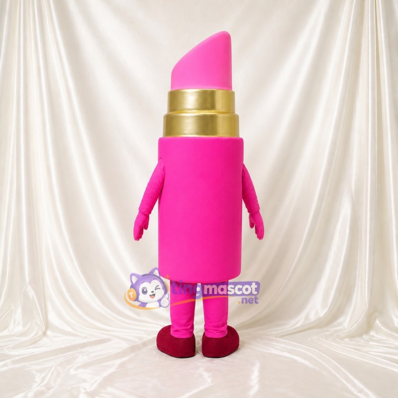 Bright Pink Lipstick Mascot Costume Full Body for Adults Promotions