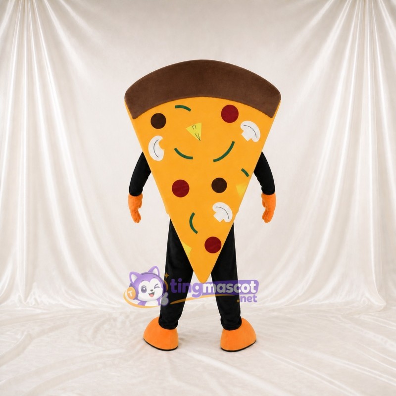Yellow Printed Topping Pizza Slice Mascot Costume Full Body for Adults Food