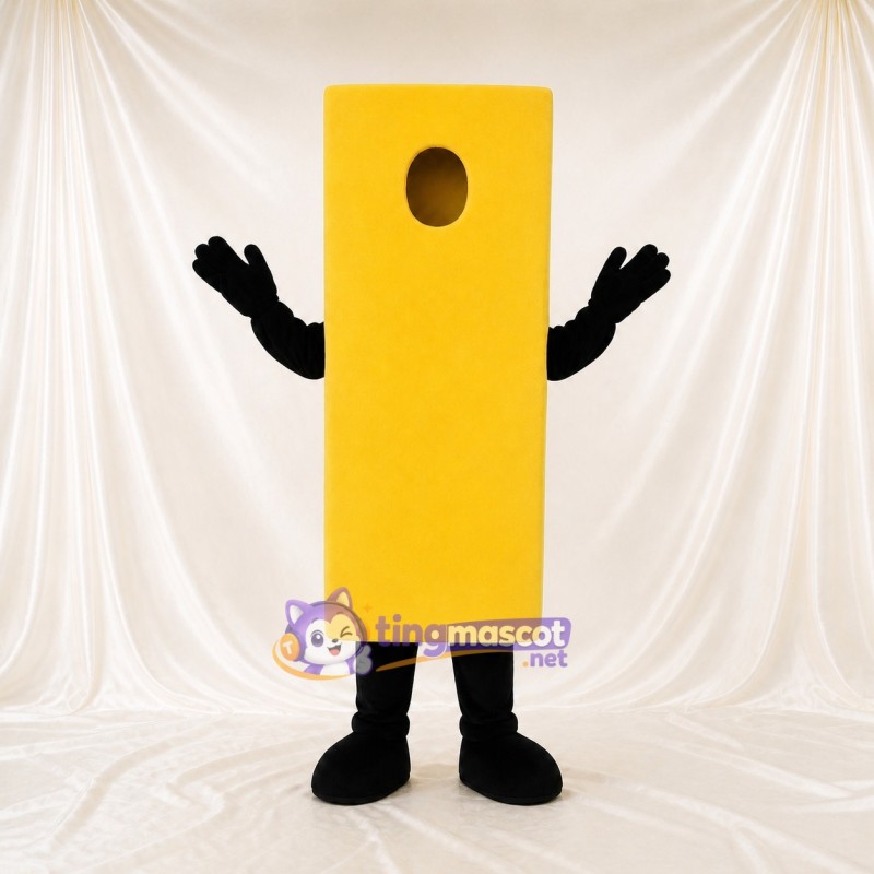 Yellow Rectangle Sign Mascot Costume Full Body for Adults Trade Shows