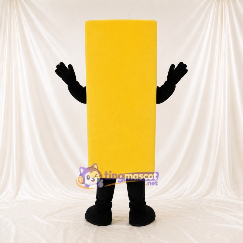 Yellow Rectangle Sign Mascot Costume Full Body for Adults Trade Shows