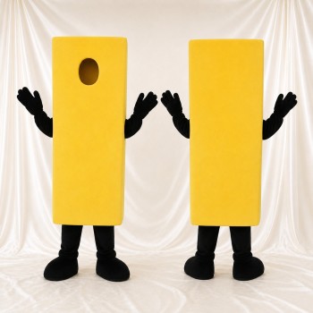 Yellow Rectangle Sign Mascot Costume Full Body for Adults Trade Shows