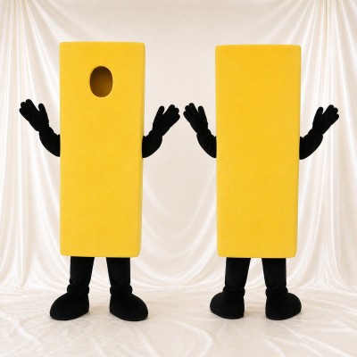 Yellow Rectangle Sign Mascot Costume Full Body for Adults Trade Shows