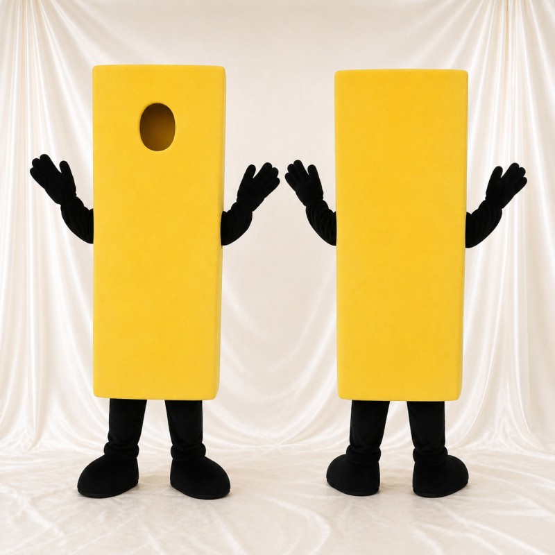 Yellow Rectangle Sign Mascot Costume Full Body for Adults Trade Shows