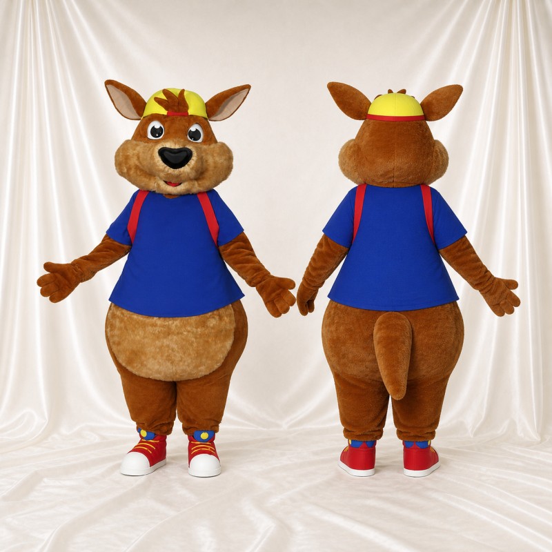 Brown Kangaroo Mascot Costume Full Body for Adults Sports Events