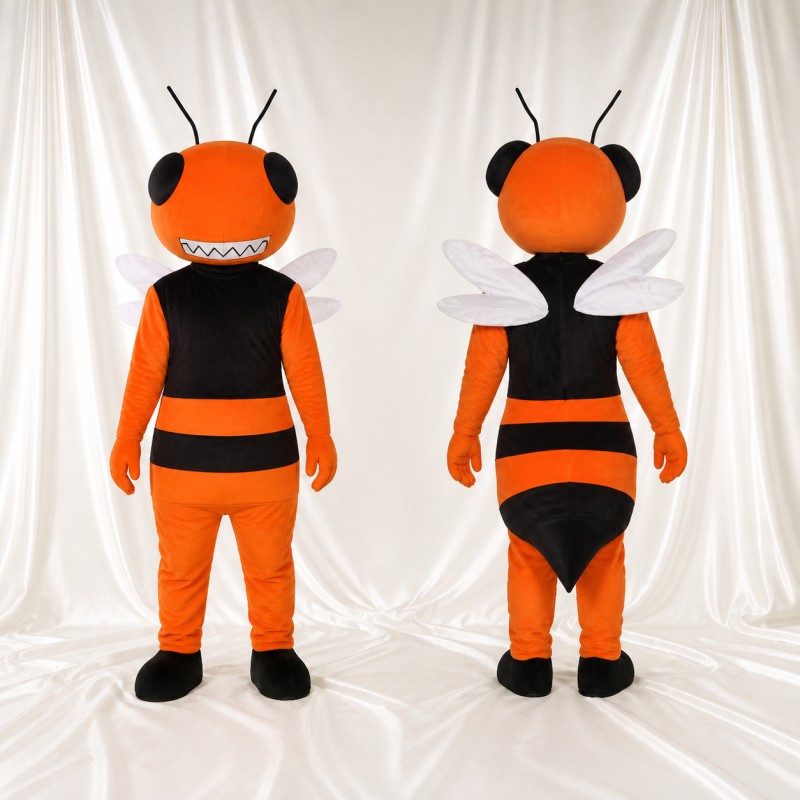 Orange Bee Mascot Costume Full Body for Adults School Events