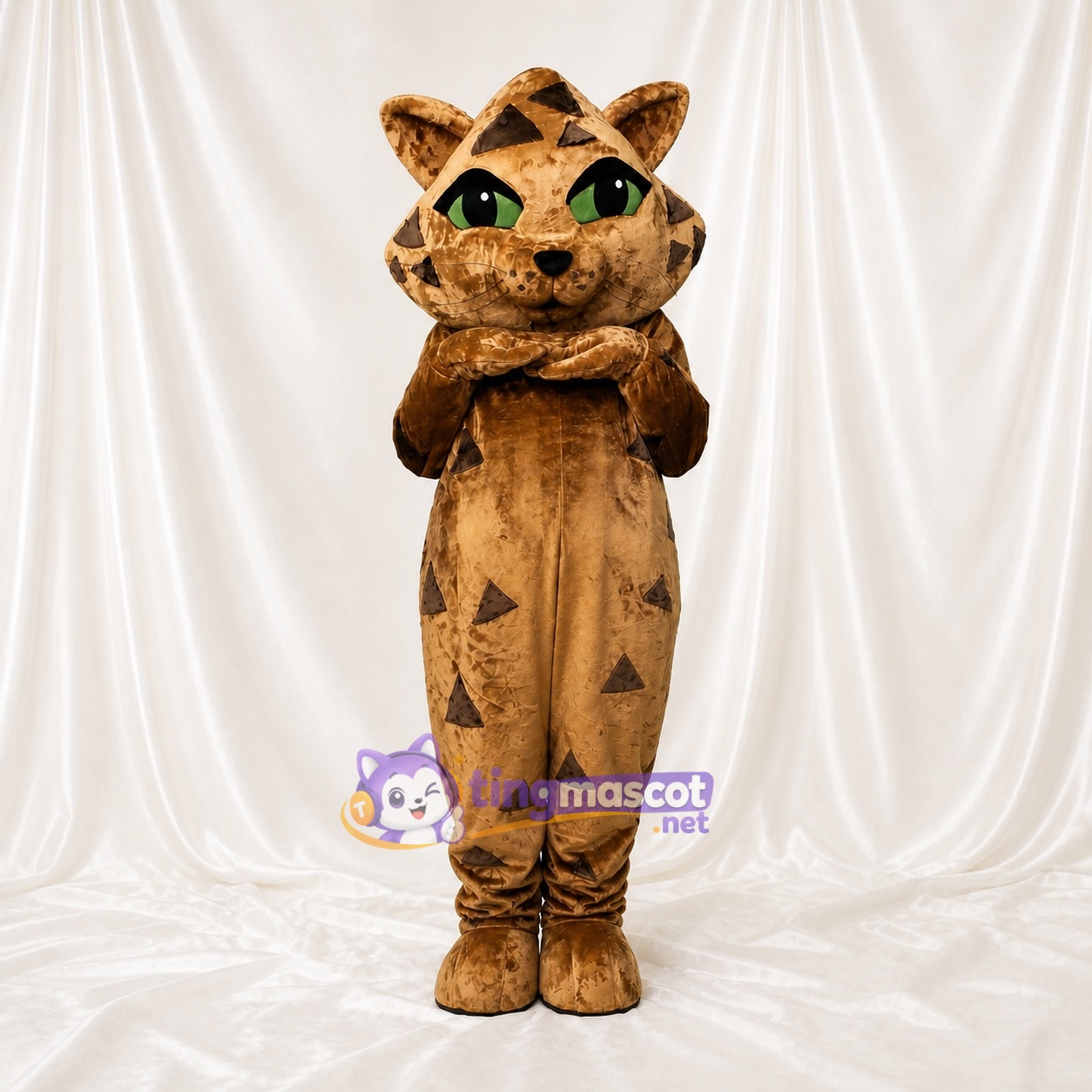 Angular Patchwork Cat Mascot Costume Full Body for Adults School Events Angular Patchwork Cat Mascot Costume Full Body for Adults School Events