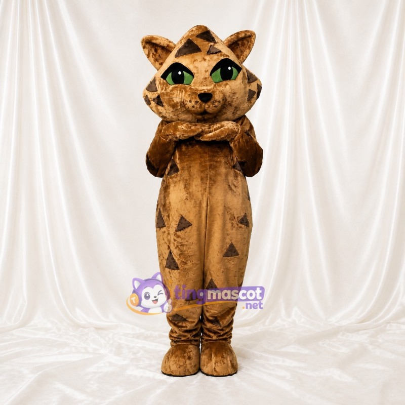 Angular Patchwork Cat Mascot Costume Full Body for Adults School Events